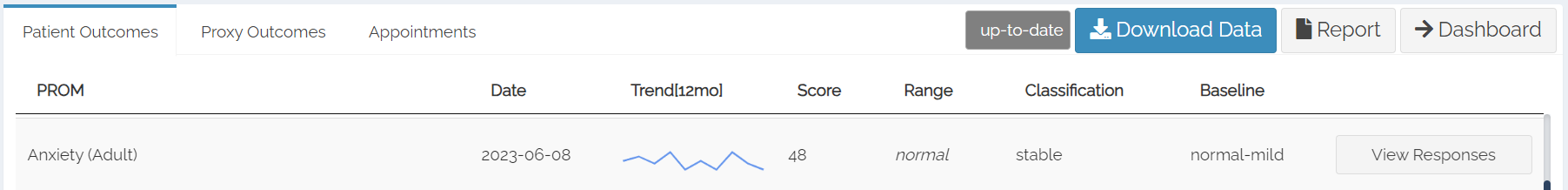 Download button in individual patient dashboard