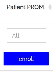 Patient PROM column displaying an Enroll button