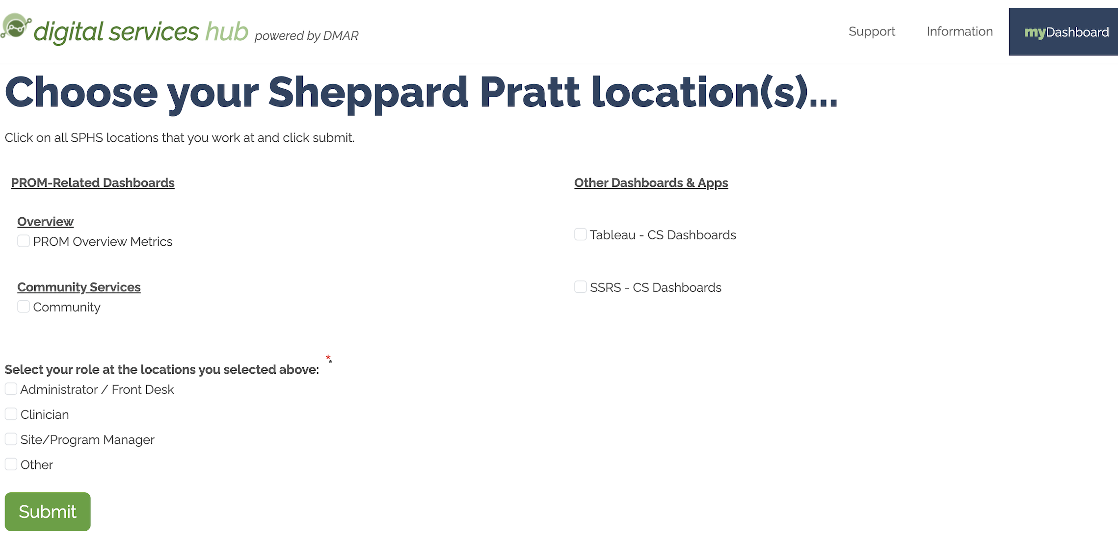 Community DMAR Hub access request page
