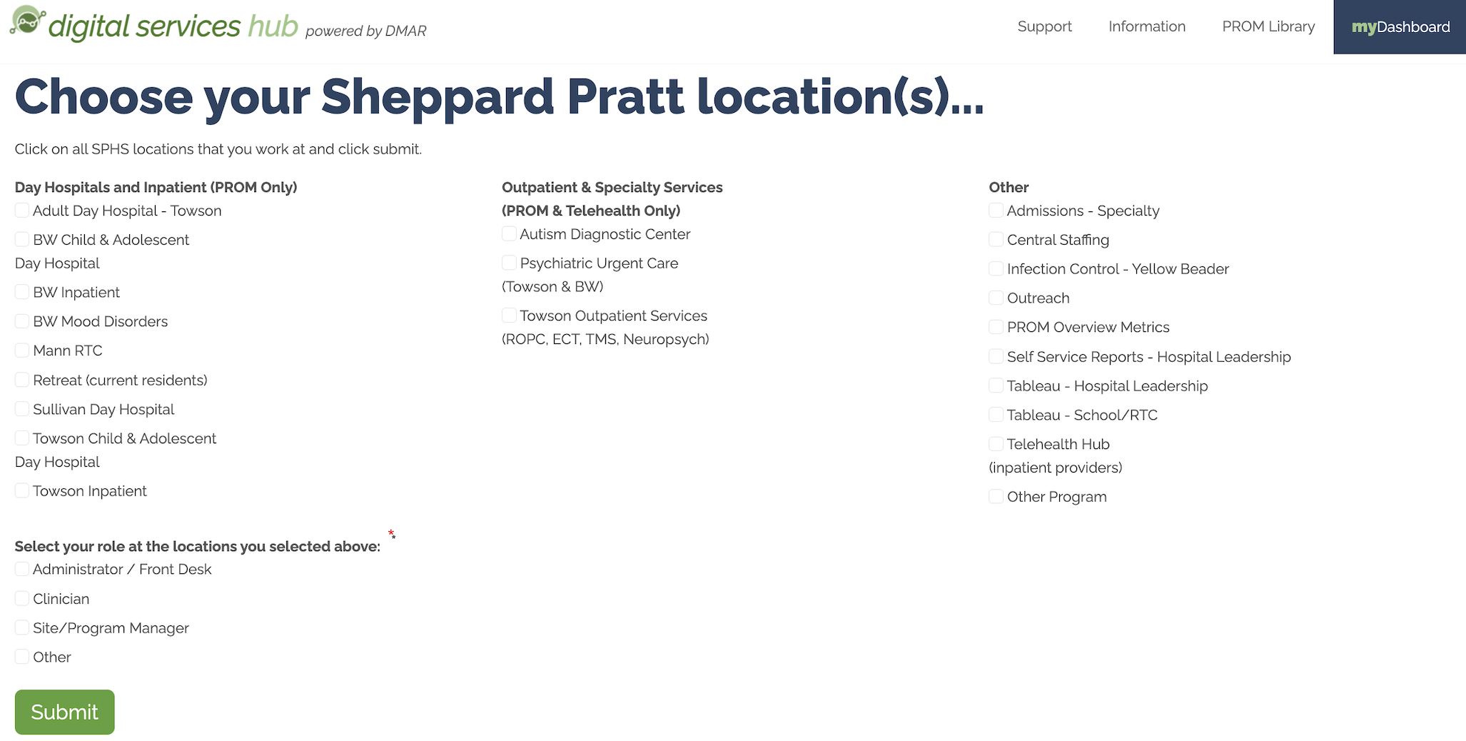 DMAR Hub access request page